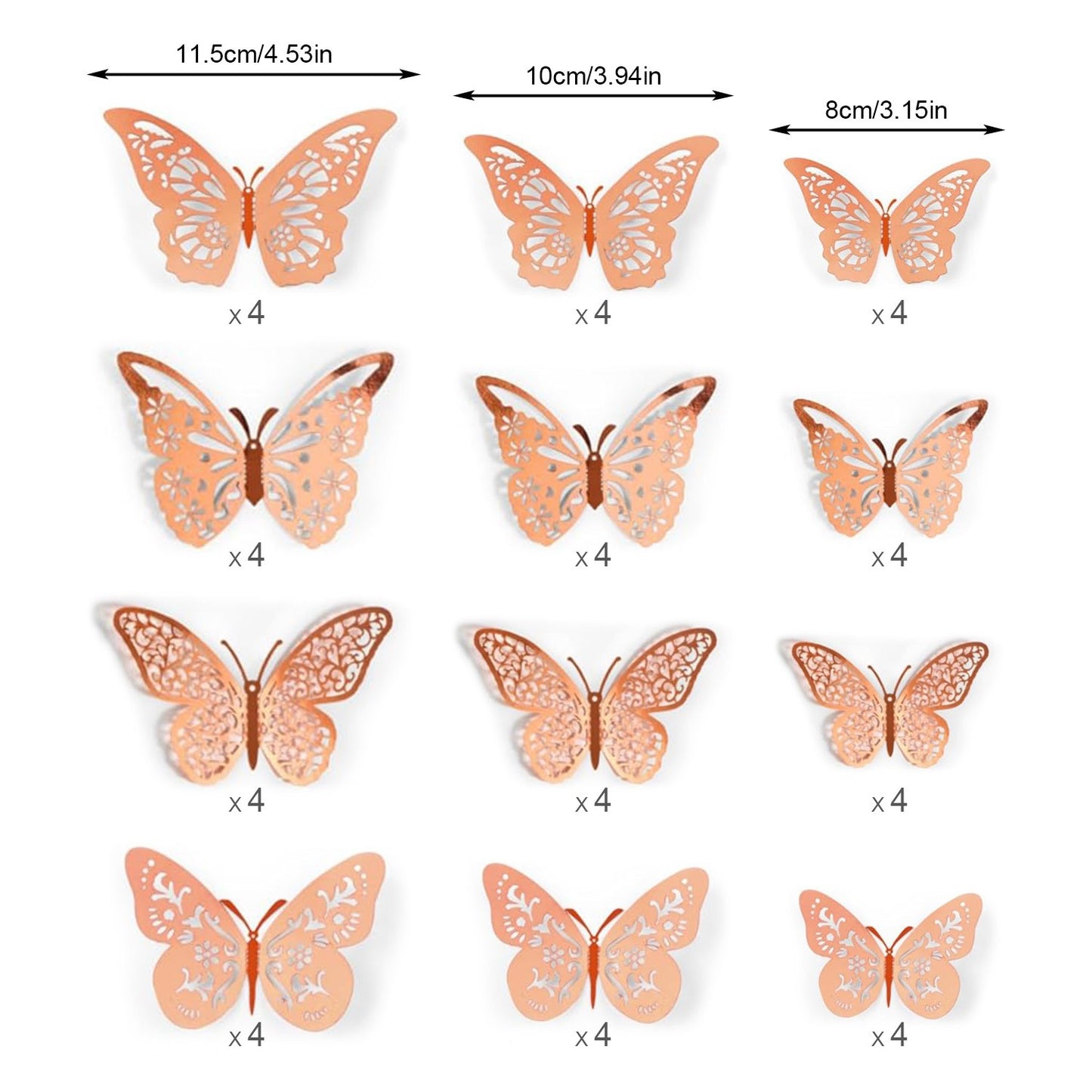 48 Pcs Silver Butterfly Decorations Butterfly Wall Decor 3D Butterfly Party Decorations Butterflies for Bouquet Cake Decorating