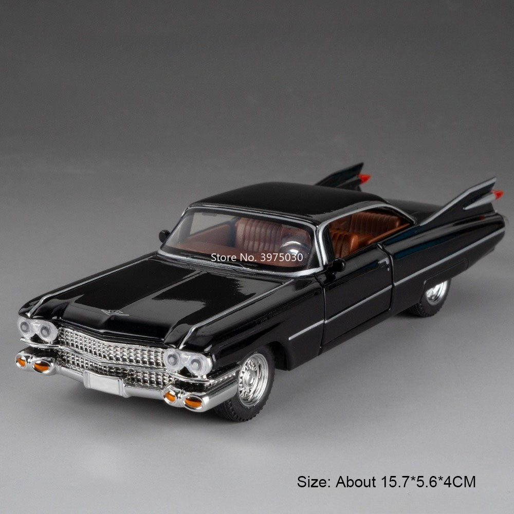 1:32 Escala Cadillac Eldorado Carros Brinquedo Modelos Pneus de Borracha com Luz Música Veículos Roda Puxar para Trás Miniatura de Carro Enfeite