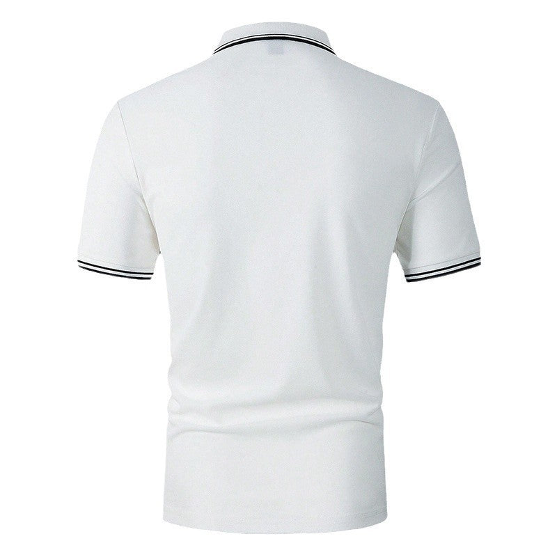 100% Polyester New Men Clothes Summer Short Sleeve Fashion Business Casual Lapel Polo Shirt Logo Print Men Sport Golf Polo Shirt