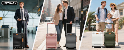Mala de Viagem Joyway com Abertura Frontal de 20 polegadas, 1 peça, Porta-copos, Trava TSA, Rodas Giratórias Silenciosas, Leve e Durável