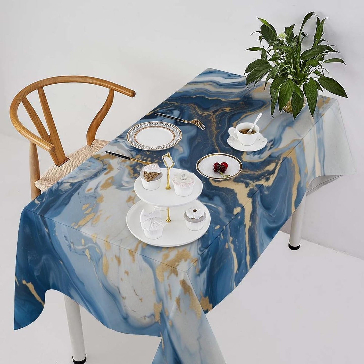 White Grey Gold Marble Texture Rectangle Tablecloth Holiday Party Decor Modern Abstract Geometric Texture Table Cloth Home Decor