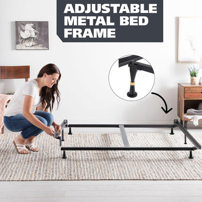 King's Brand Heavy Duty 7-Leg Adjustable Metal Queen, Full, Full XL, Twin, Twin XL, Bed Frame with Center Support & Glid