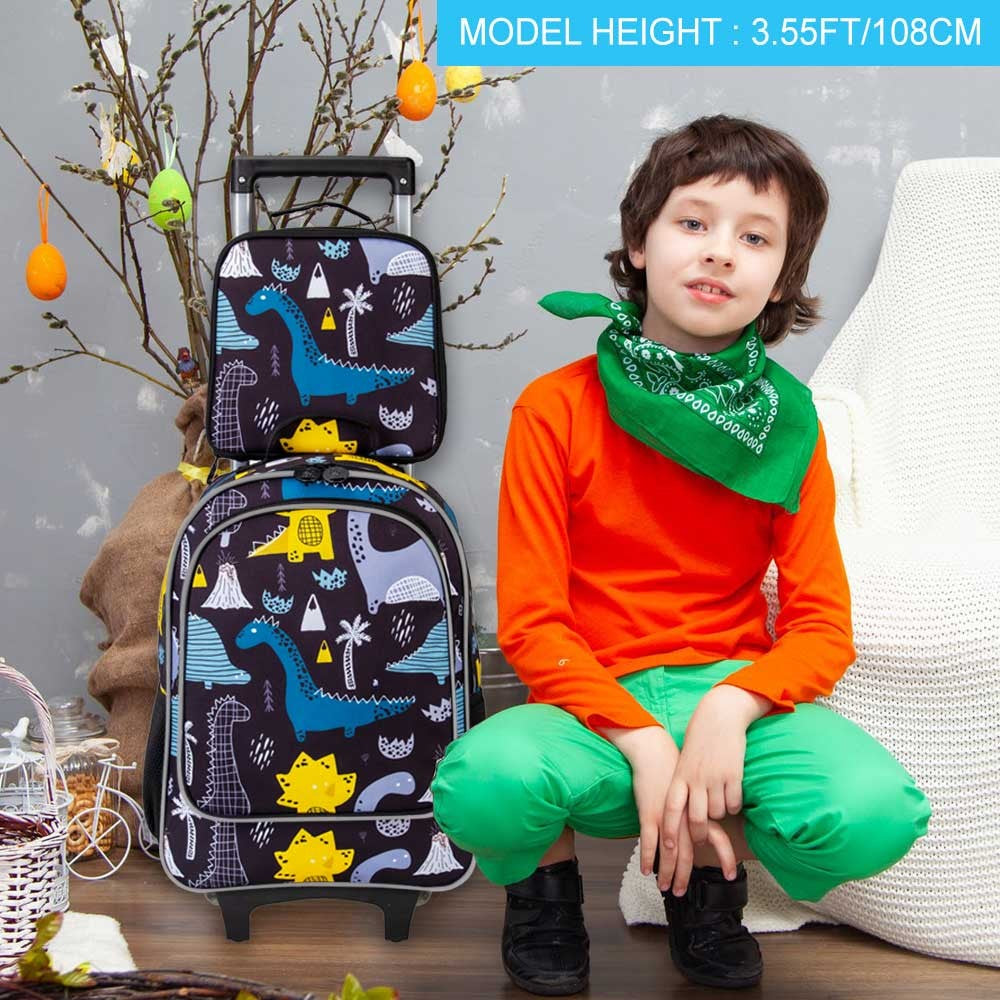 Mochila de Rodinha 3 Peças para Meninas e Meninos, Mochila Escolar com Rodas para Crianças, Mochila com Rodas e Lancheira
