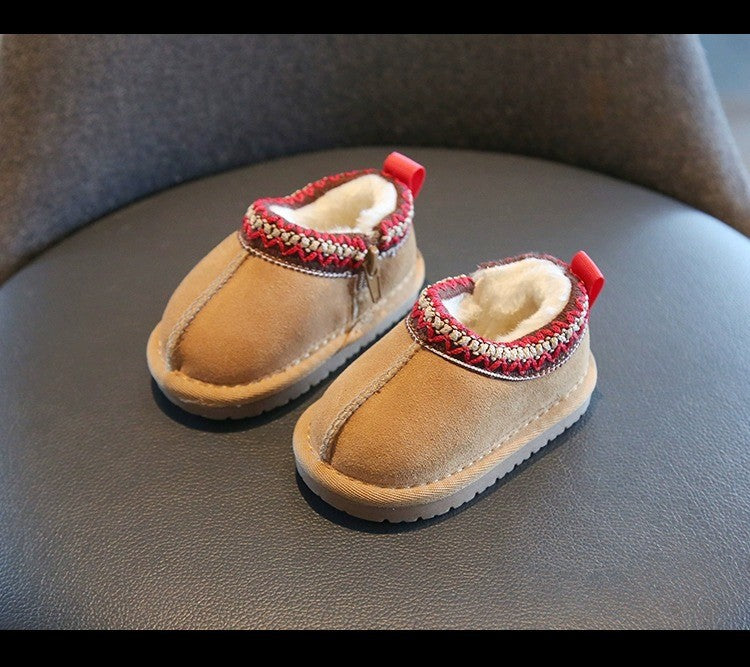 Baby Warm Casual Flat Low Top Snow Boots 2025 Winter Fashion Childrens' Concise Soft Soled Comfortable Non Slip Cotton Shoes