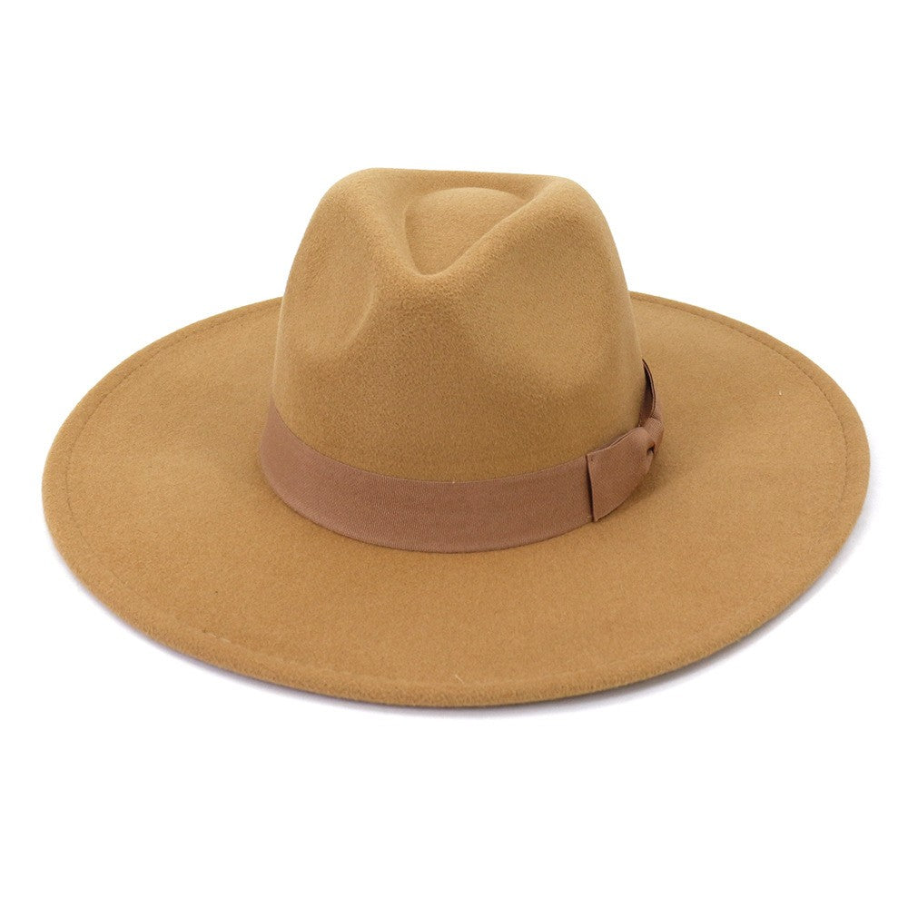 Big Wide Brim Women Hats 2021 Winter Autumn Ladies Elegant Retro Felt Fedora Hat Wedding Church Dress Formal Hat