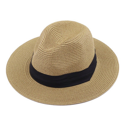Chapéu de verão Chapéu Panamá de palha Cartola britânica Chapéu de praia dobrável masculino e feminino Chapéu de proteção solar