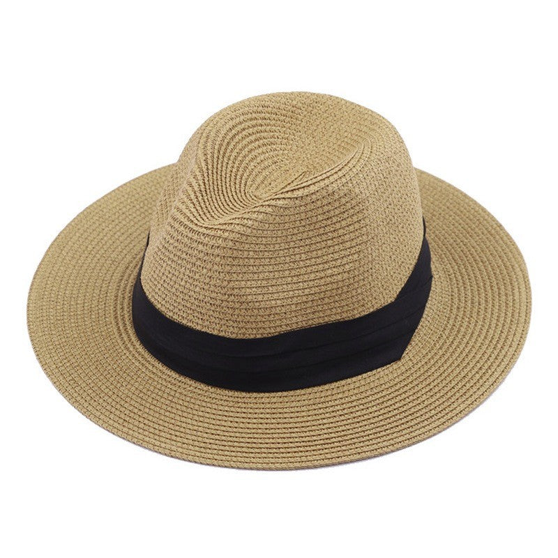 Chapéu de verão Chapéu Panamá de palha Cartola britânica Chapéu de praia dobrável masculino e feminino Chapéu de proteção solar