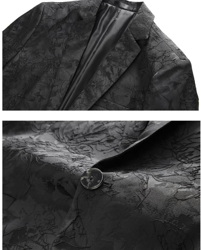 Classic Black Jacquard Suit Male Business Casual Coat Size 6XL-S Fashion Men Wedding Party Tuxedo Dress Blazers Slim Fit Tops