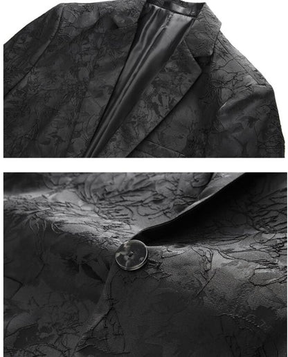 Classic Black Jacquard Suit Male Business Casual Coat Size 6XL-S Fashion Men Wedding Party Tuxedo Dress Blazers Slim Fit Tops