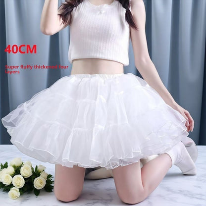 Boneless Ultra Poof Petticoat for Lolita - Wire-Free Soft Tulle Skirt Puffer, Flying Saucer Cut for Daily Cosplay & Maid Dresses