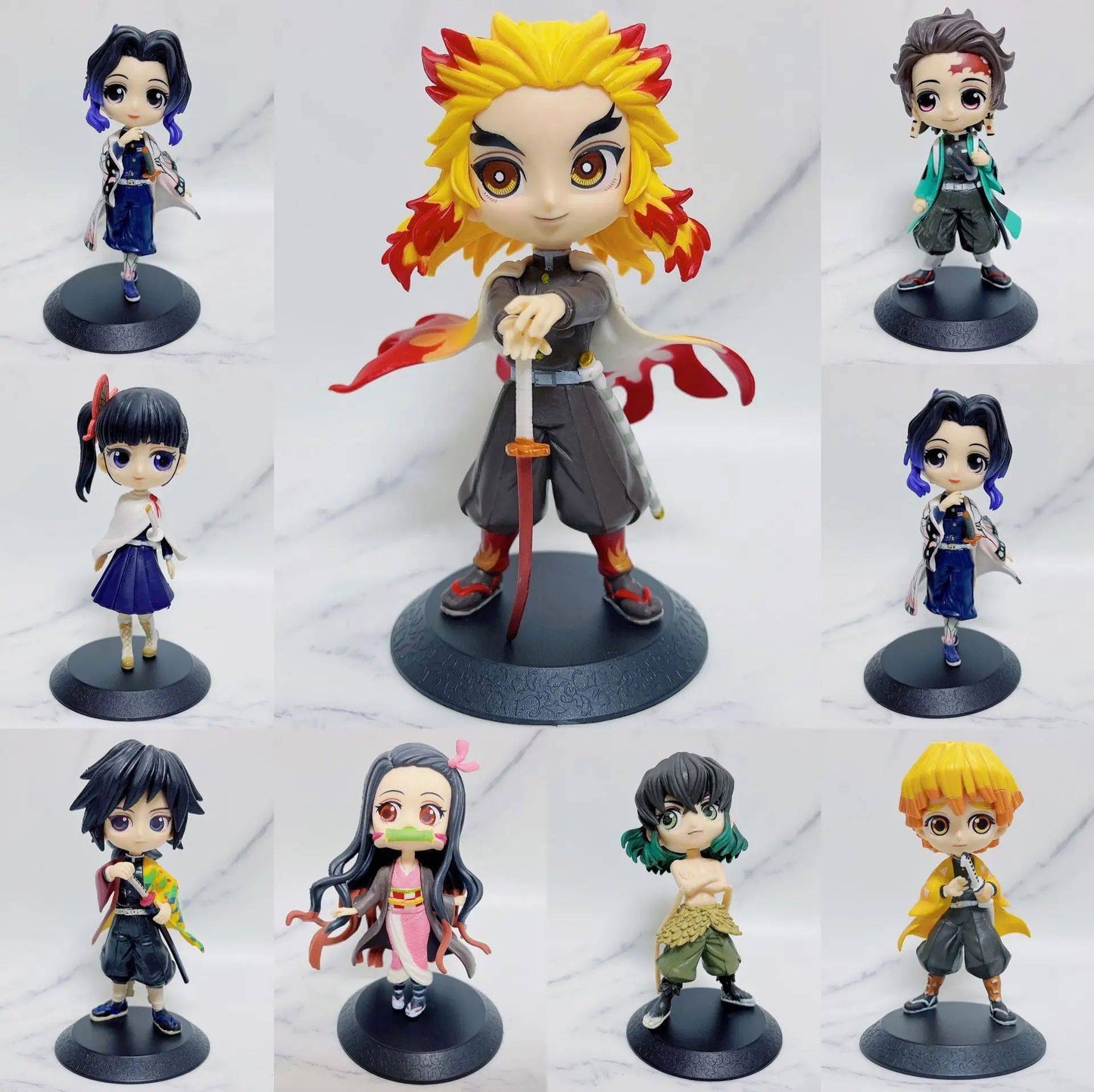 Boneco de 15cm Anime Demon Slayer Nezuko Tanjirou Zenitsu Inosuke Kyoujurou Shinobu Giyuu Qposket, Brinquedo Infantil, Presente de Natal