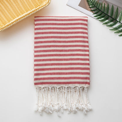Cotton Turkish Striped Beach Towel 90*180CM Sauna Spa Gym Sport Fitness Fringed Bath Towel Kitchen Soft Absorbent Quick Drying