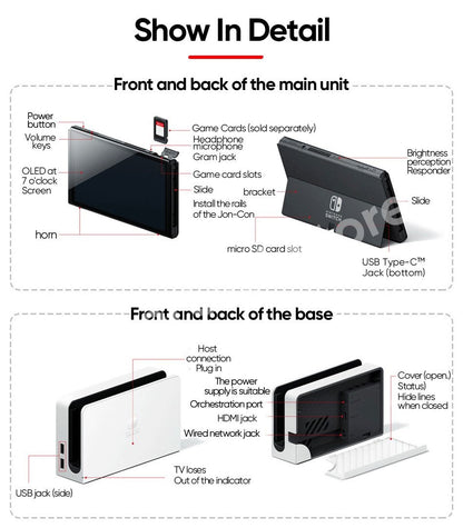 Original Nintendo Switch OLED Model White set Vivid 7” OLED screen 64 GB internal storage Wide adjustable stand