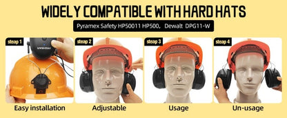 PROHEAR Bluetooth Earmuffs with Adapter for 3M H-700 Hard Hats DEWALT Hard Hat Noise Reduction Ear Protectors Music Headset