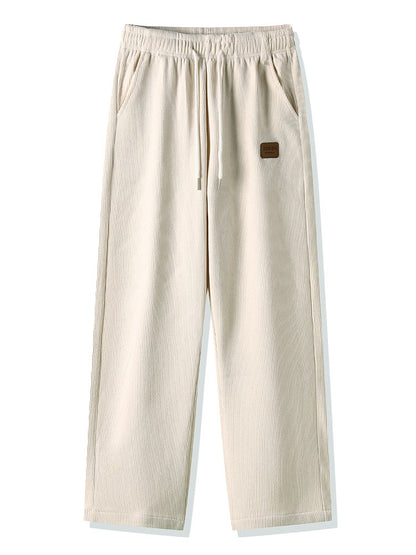Winter Thick Warm Corduroy Sweatpants Men Fleece Liner Drawstring Straight Loose Track Pants Male Casual Fleece Thermal Trousers