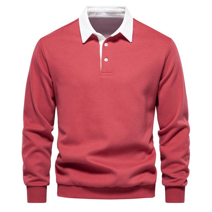 Men's Autumn Long-Sleeved POLO Collar European Size Sweater - Trendy, High-Quality, Casual, Versatile and Loose-Fit Top