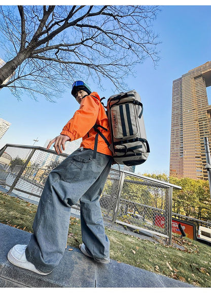 KLQDZMS Men's Backpack Outdoor Sports Ski Shoulder Bag Oxford Cloth Large Capacity Wearable Travel Bag Women's Luggage Bag