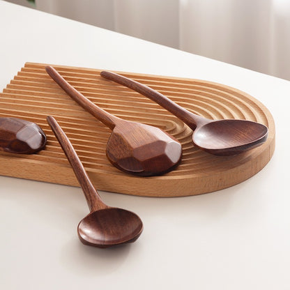 Colher de Madeira para Ramen Sopa Colher Grande Cabo Longo para Servir Misturar Cozinhar Concha de Madeira Utensílios de Cozinha Talheres de Restaurante