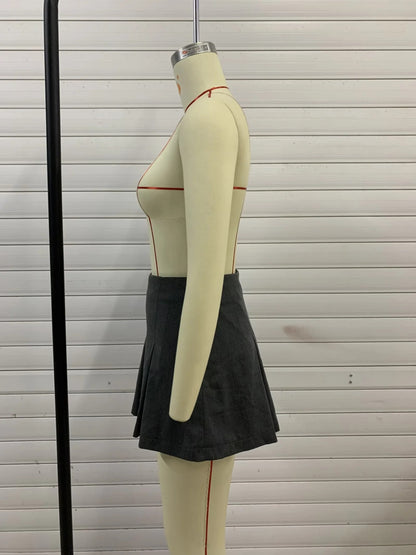 TRAFZA 2025 Spring Summer Women Casual Tierred Mini Skirts Fashion Vintage Solid