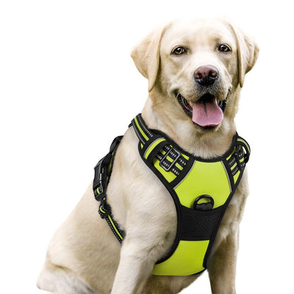 Colete para Cães Antitração com 2 Clip para Guia, Ajustável, Acolchoado Macio, Refletivo Oxford, Não Estrangula, com Alça de Fácil Controle