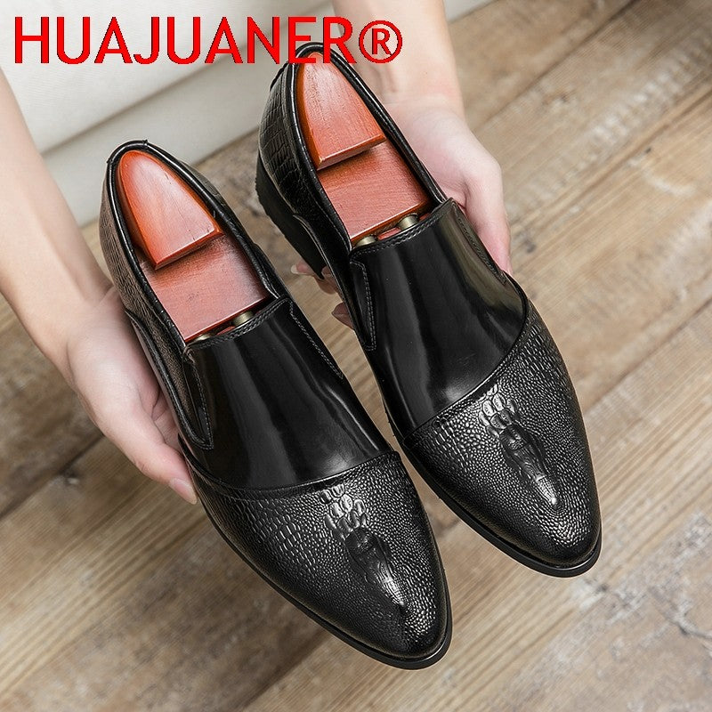 Luxury Crocodile Pattern Men Business Loafers Big Size Fashion Leather Comfortable Designer Wedding Social Formal Platform Shoes