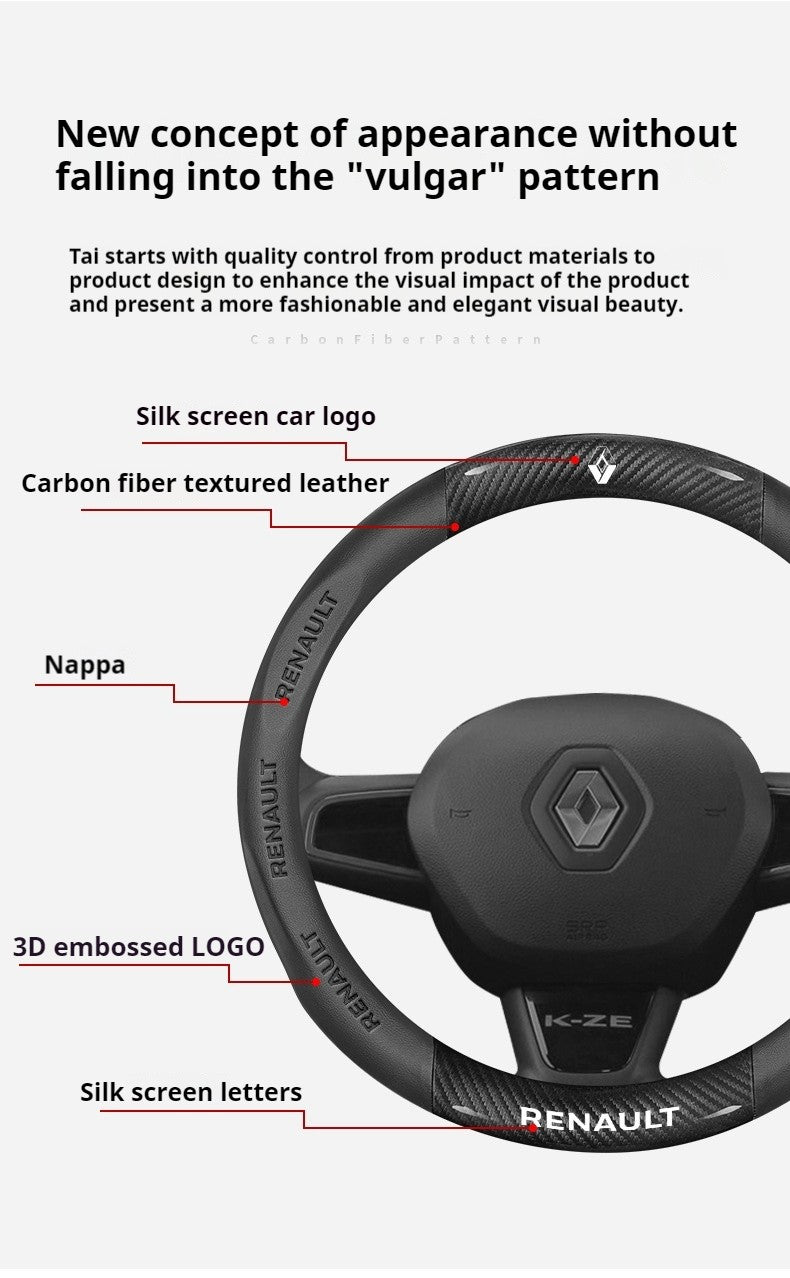 Capa de Volante de Carro em Fibra de Carbono para Renault Scenic Clio Laguna 2 3 4 5 Kangoo Fluence Megane Trafic Talisman Twingo Kaptur