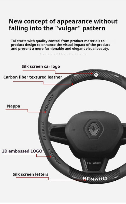 Capa de Volante de Carro em Fibra de Carbono para Renault Scenic Clio Laguna 2 3 4 5 Kangoo Fluence Megane Trafic Talisman Twingo Kaptur