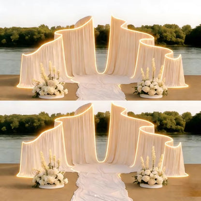 SMOOTH new trend metal wave arch curtain background curtain S-shaped fabric hanging curtain, suitable for wedding decoration