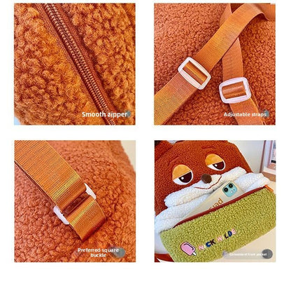 Mochila de pelúcia fofa Disney Nick e Judy, mochila de desenho animado ultraleve de grande capacidade, bolsa de boneca para estudantes, presente infantil