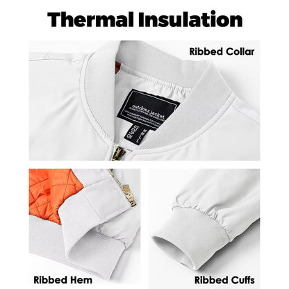 MAGCOMSEN Men's Aviator Jackets Thick Warm Orange Lining Bomber Jackets Fall Winter Casual Windproof Coats