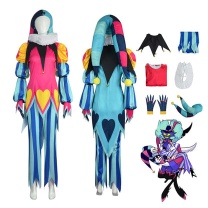Hazbin Hotel Fizzarolli Cosplay Costume The Amazing Digital Circus Pomni Pierrot Harlequin Clown Outfit Halloween Party Costume