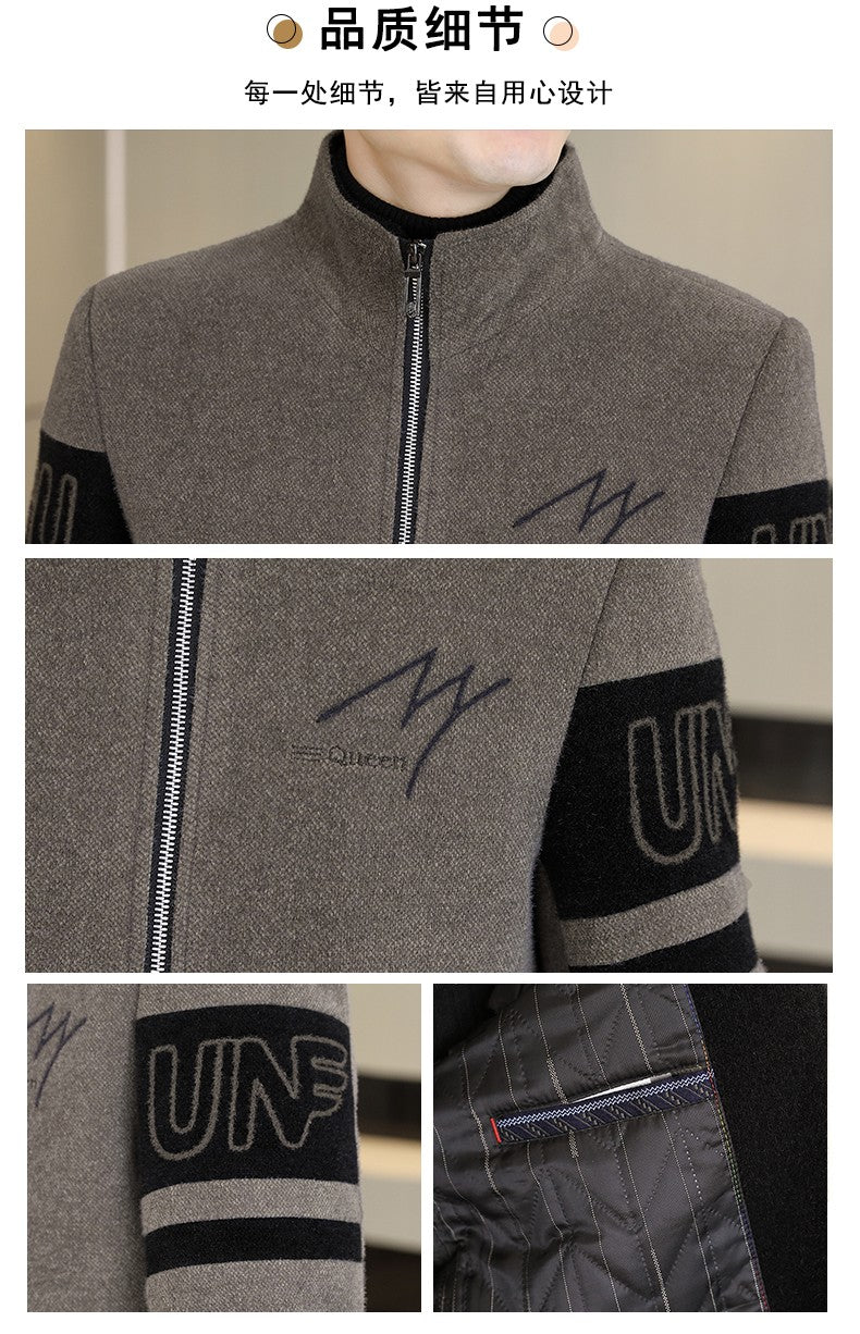 Men'S Thicken High collar Jacket Winter Warm Jackets For Men Fleece Long Sleeve Coat Man Casual Coats Men's woolen overcoat