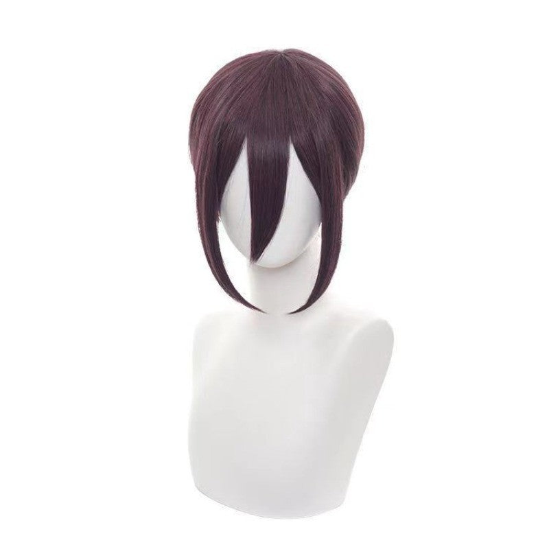 Serra Elétrica Homem Reze Cosplay Peruca Sintética Curta Reta Peruca Anime Coser Menina Bonito Fibra Resistente Ao Calor Peruca de Alta Qualidade Dia das Bruxas