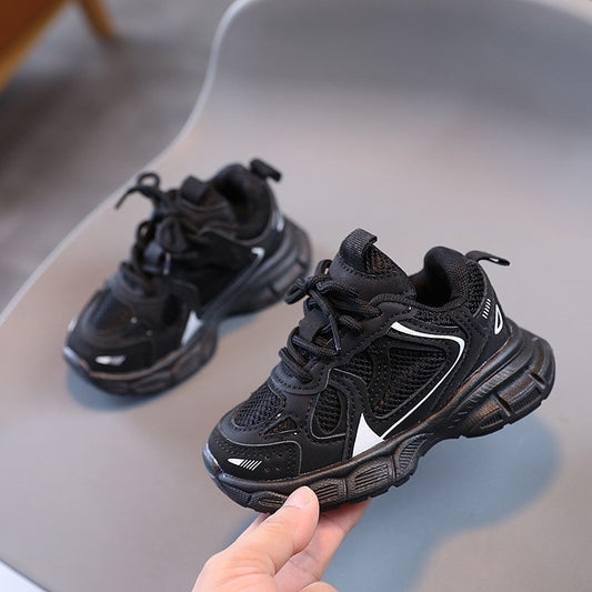 Spring and Autumn Children Sports Shoes Unisex Kids Sneakers Mesh Upper Breathable Basketball Shoes Tennis Casual Flats Footwear
