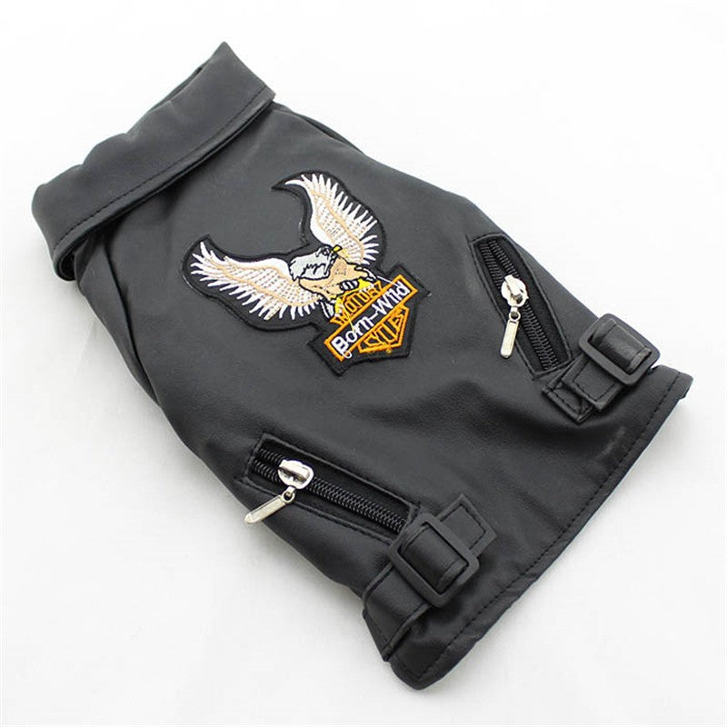 Casaco de Cachorro Padrão Águia Gloriosa Jaqueta de Couro PU Macio Impermeável para Exterior Roupas da Moda para Cães Pequenos (XXS-XXL)