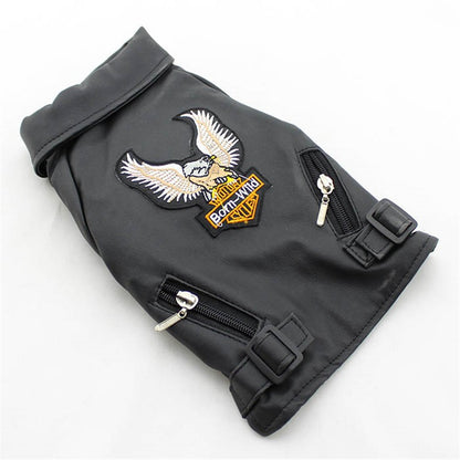 Casaco de Cachorro Padrão Águia Gloriosa Jaqueta de Couro PU Macio Impermeável para Exterior Roupas da Moda para Cães Pequenos (XXS-XXL)