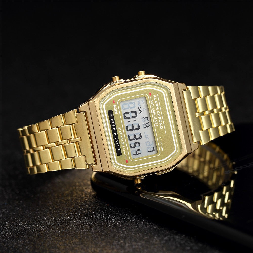 Elegant Digital Watch For Women Gold Silver Stainless Steel Business Ladies Electronic Wrist Watches Man Clock Zegarek Damski