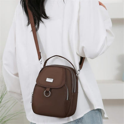 Lightweight Nylon Women's Crossbody Bag, Casual Mini Handbag with Multiple Zip Pouch, Chic Design Shoulder Bag for Everyday Use