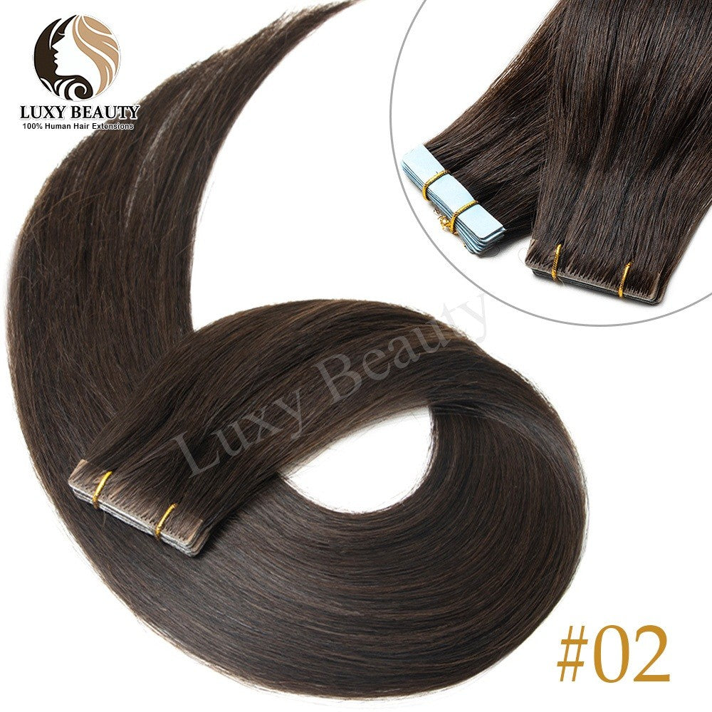 Fita Invisível de Aplique de Cabelo Humano Fita PU Injetada Dupla Face Extensões de Cabelo Preto Loiro Castanho Apliques de Fita 10 Peças