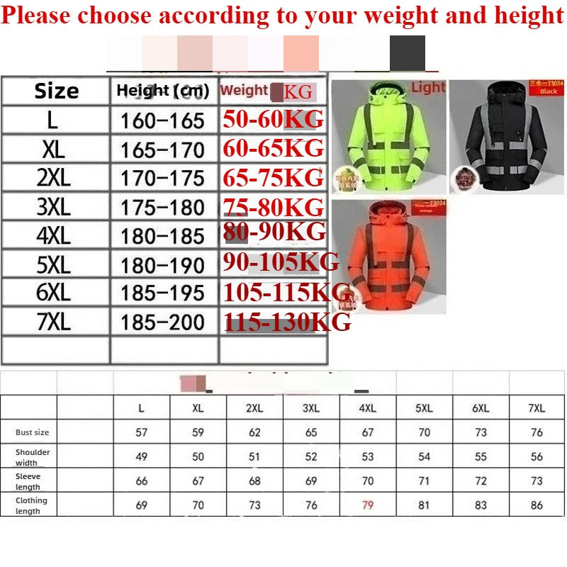 Jaqueta masculina de trabalho, roupa para construção civil, roupa de construção, roupa para trabalho ao ar livre, corta-vento, impermeável, faixa refletiva