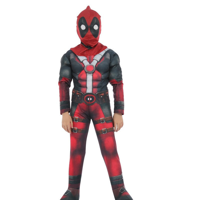 Kids cosplay Costume Boys  Superhero Deadpool  mask suit Jumpsuit Bodysuit Halloween party Costume For boy girls