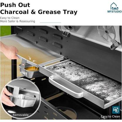 3 In 1 Gas and Charcoal Grill Combo with Side Burner, Porcelain-Enameled Cast Iron Grate, Extra Large Dual-Function BBQ Propane