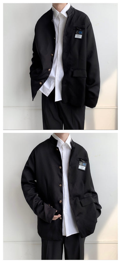 Japan Style School Uniform Jacket Stand Collar Men Women Tunic Suit Jacket DK Costume Black Coat With Nameplate High Version