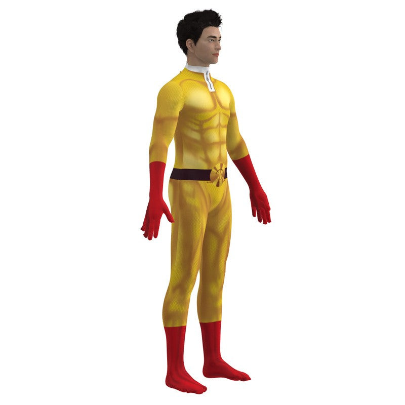 One Punch Man Cosplay Costumes For  Saitama Anime Cosplay Bodysuit Superhero Halloween Jumpsuits Outfits with Cloak Role