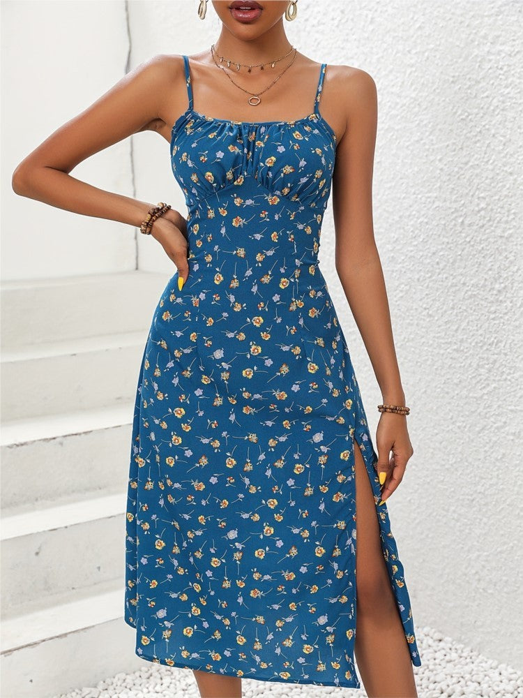 2024 Summer Sexy Spaghetti Straps Dress Women Fashion Polka Dot Print Sleeveless