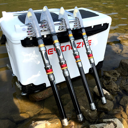 Conjunto Vara e Carretilha de Pesca Spinning 1.8-3.6m Fibra de Carbono para Pesca em Mar e Carretel de Metal com Relação de Recolhimento 5.2:1 com Linhas para Baixo e Carpa