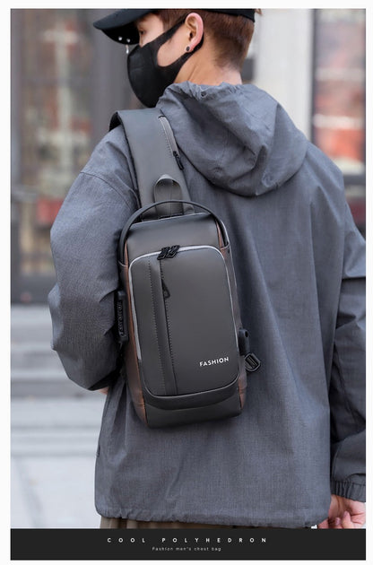 Men Anti Theft Chest Bag Shoulder Bags USB Charging Crossbody Package School Short Trip Messengers Bags Men's Oxford Sling Pack