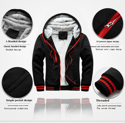 2025 Winter Men's Tracksuit Set Hooded Fleece Lined Jogging Suit Hoodie+Pants Casual Outfits Sportswear Fashion Men's Clothes
