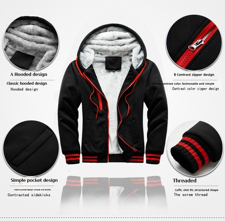 2025 Winter Men's Tracksuit Set Hooded Fleece Lined Jogging Suit Hoodie+Pants Casual Outfits Sportswear Fashion Men's Clothes