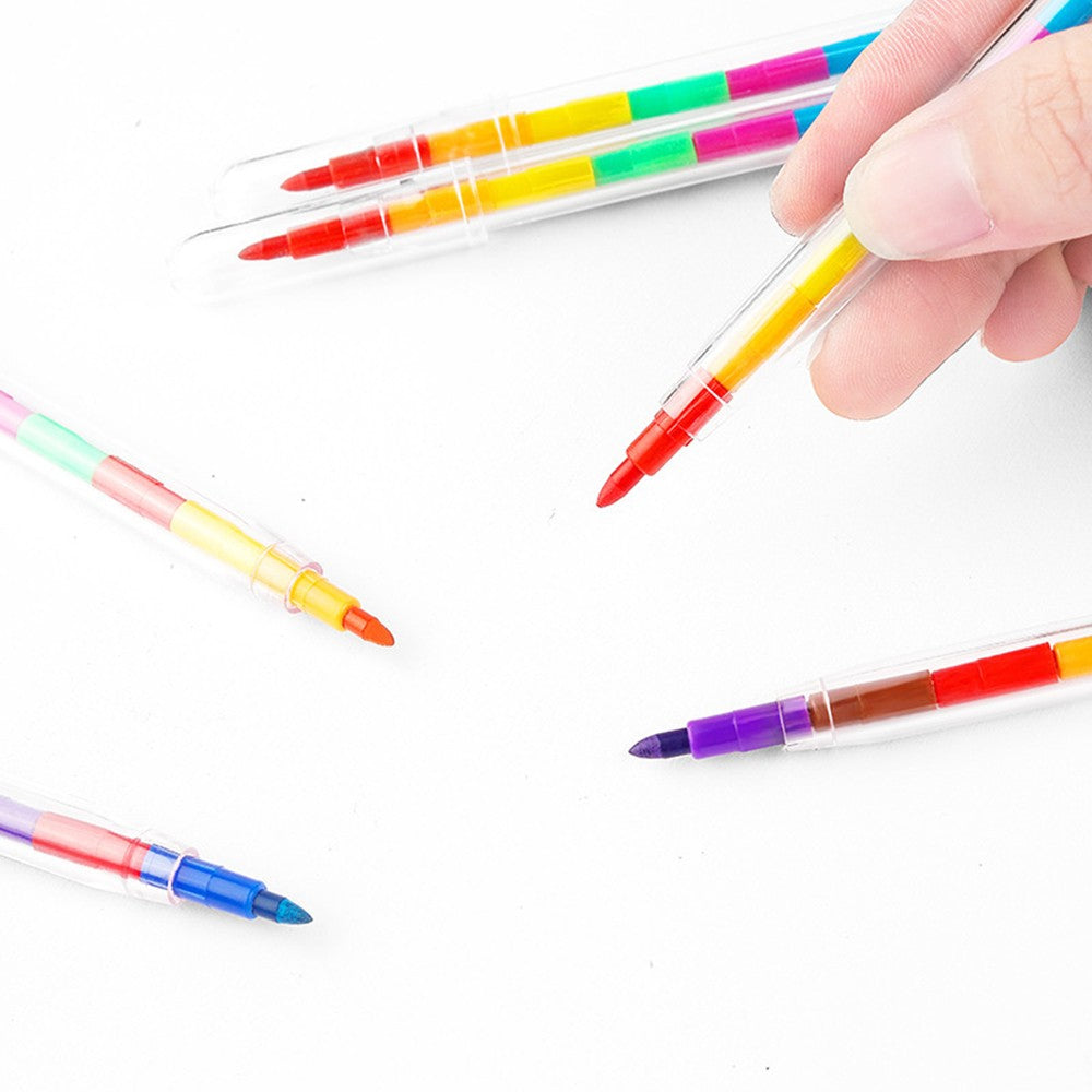12/24Pcs Set Stackable Colorful Painting Graffiti Crayons Kids Party Supplies Birthday Gifts Kindergarten School Teacher Prizes